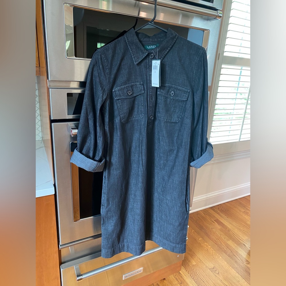 Ralph Lauren Utility Denim Shirt Dress - Picture 2 of 6
